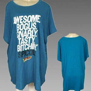 Universal +6 Teal Ridgemont High Slang Words Graphic Cotton Short Sleeve T-Shirt